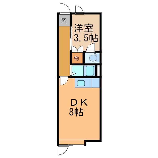 ロワール174(1DK/2階)の間取り写真