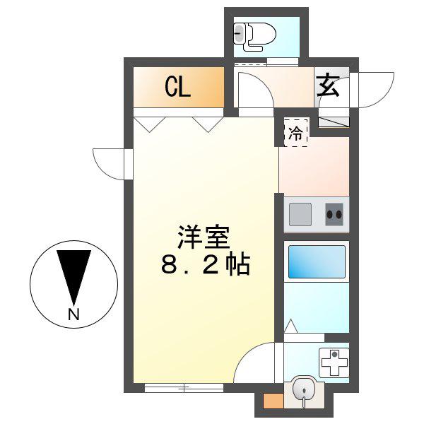 BRANCHE千種(ワンルーム/1階)の間取り写真