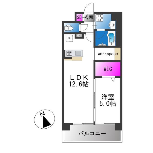フェリスシエロ堺(1LDK/10階)の間取り写真