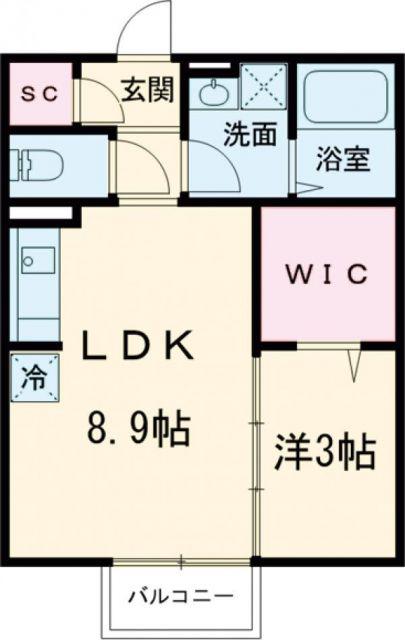 エクセルームK-I(1LDK/2階)の間取り写真