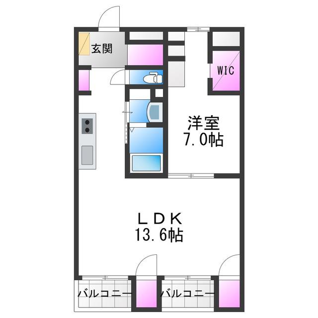駒川エンビィハイツ(1LDK/8階)の間取り写真