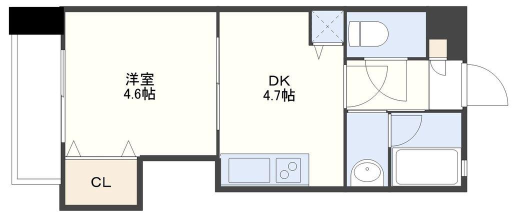 ウエスト泉(1DK/2階)の間取り写真