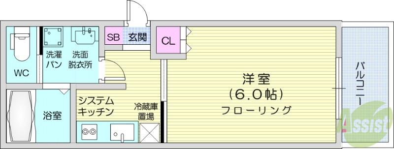 ガーデンパーク八本松A(1K/2階)の間取り写真