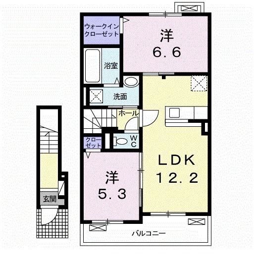 ヴィラージュ・キナ(2LDK/2階)の間取り写真