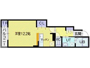 パークアベニュー壱番町(1K/1階)の間取り写真