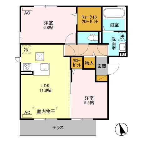 コスタデルソーレ(2LDK/1階)の間取り写真