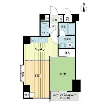 ライオンズマンション両国南(2K/2階)の間取り写真