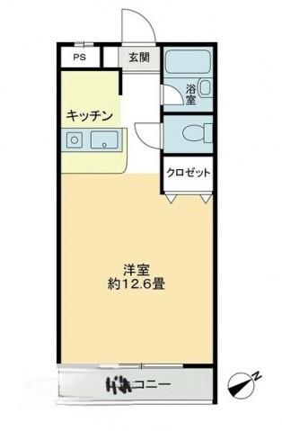 ビブラン宇多津(ワンルーム/3階)の間取り写真