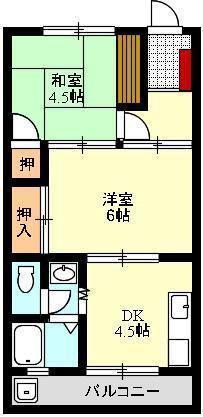 メゾンウィン(2DK/1階)の間取り写真
