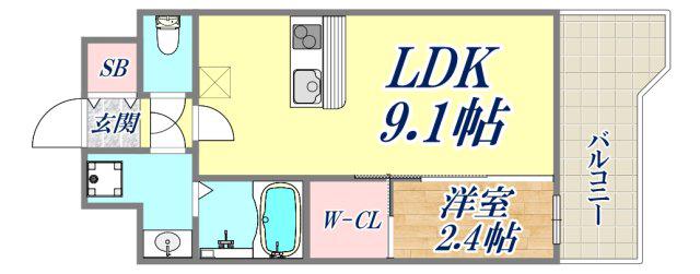 セレニテ神戸駅前アリエ(1LDK/2階)の間取り写真