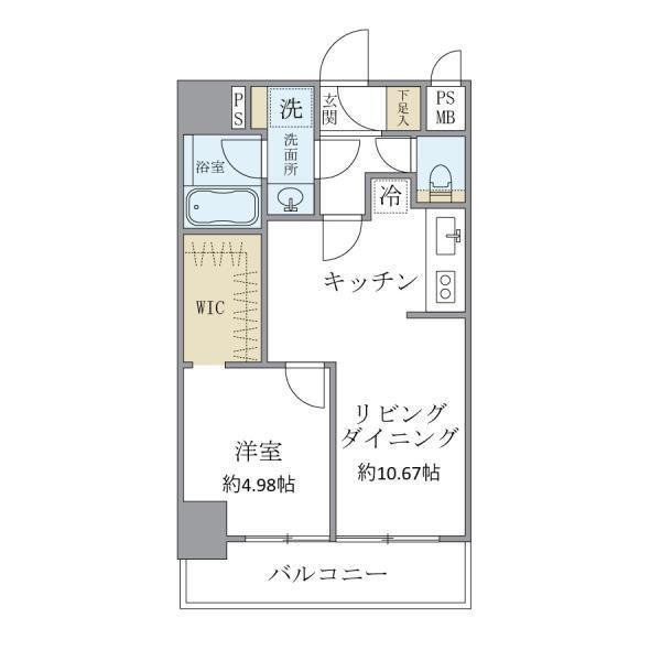 ISM中野坂上(1LDK/6階)の間取り写真