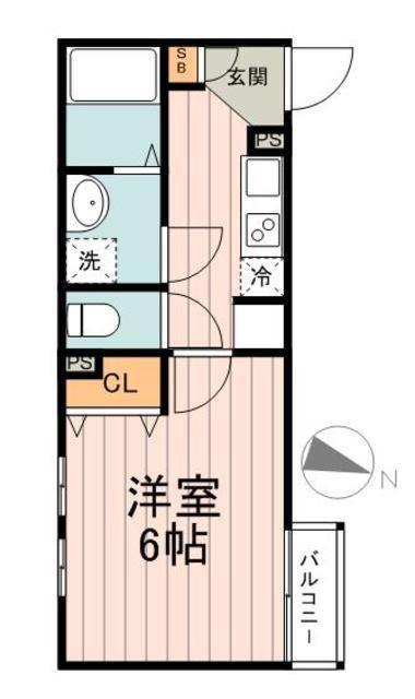 アムール東四つ木(1K/2階)の間取り写真