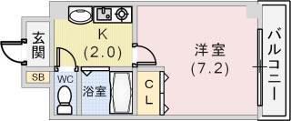 エスポワール三宮PARTII(1K/8階)の間取り写真