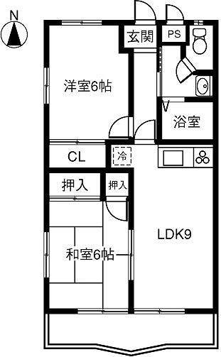 ハイツ花水木III(2DK/3階)の間取り写真