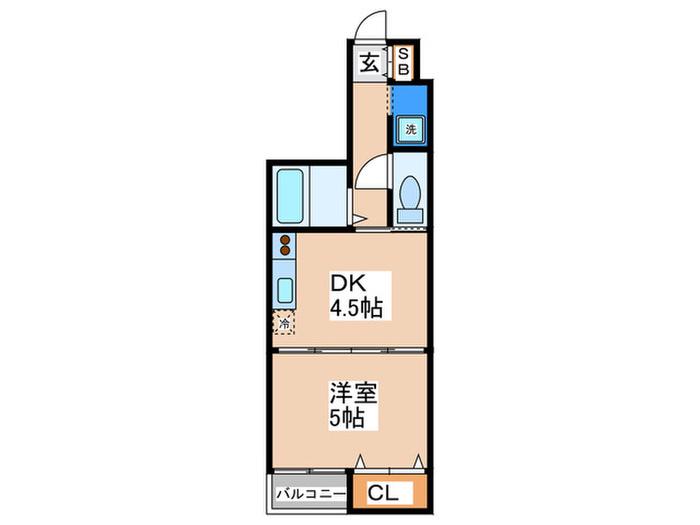 長居コーポ(1DK/3階)の間取り写真