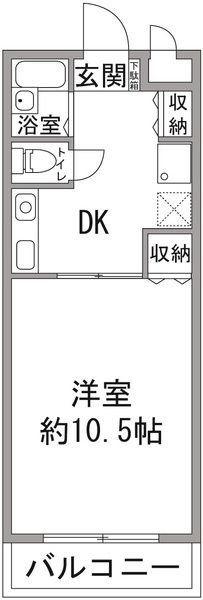 ウインド稲毛(1DK/2階)の間取り写真