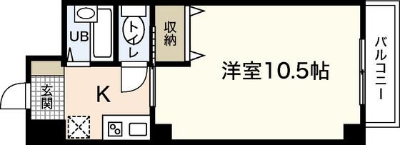 マンション雄創(1K/7階)の間取り写真