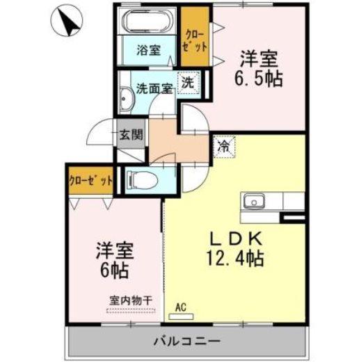 アルベラータII(2LDK/3階)の間取り写真