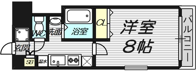 ルミエール西宮(1K/2階)の間取り写真