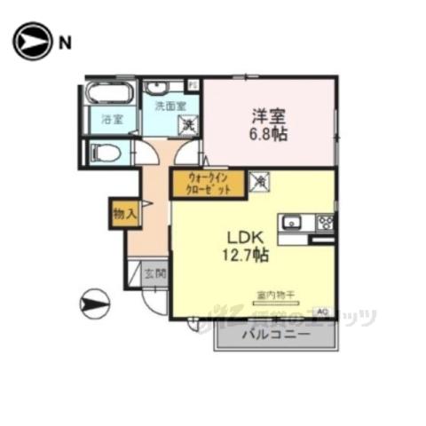オルソ B棟(1LDK/1階)の間取り写真