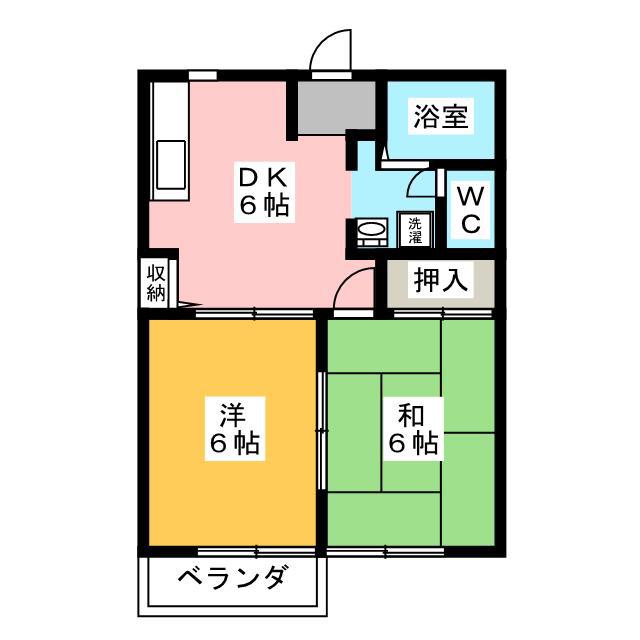 ヴィヴレ B(2DK/2階)の間取り写真
