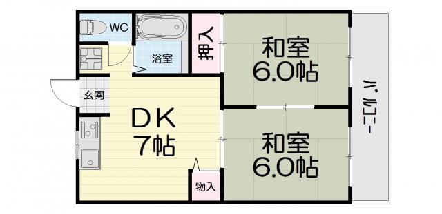 コーポ西取石(2DK/1階)の間取り写真