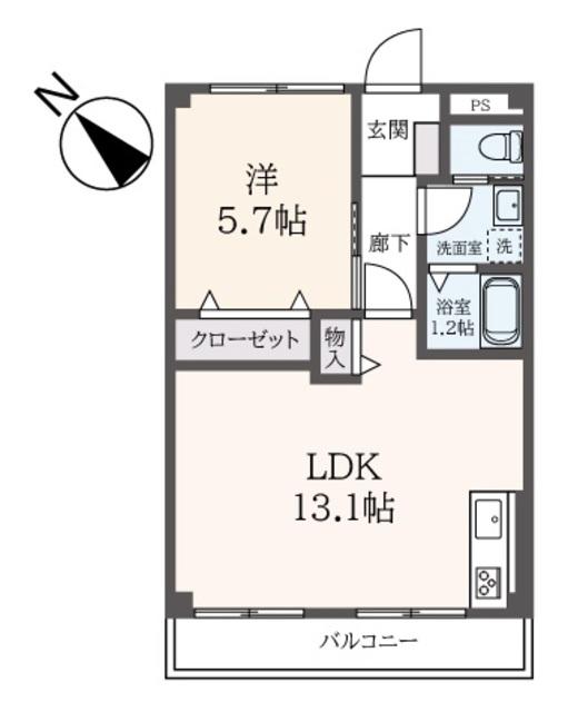 山西ビル(1LDK/2階)の間取り写真