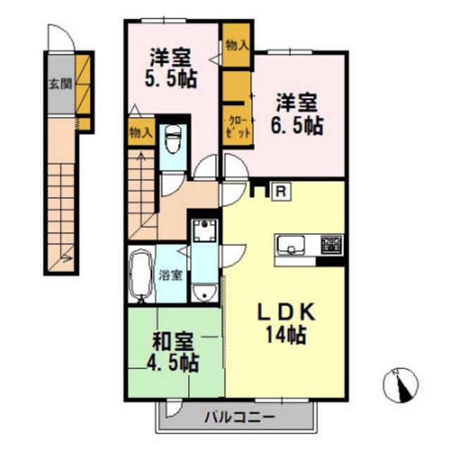 北野翠亭エアリクス(3LDK/2階)の間取り写真