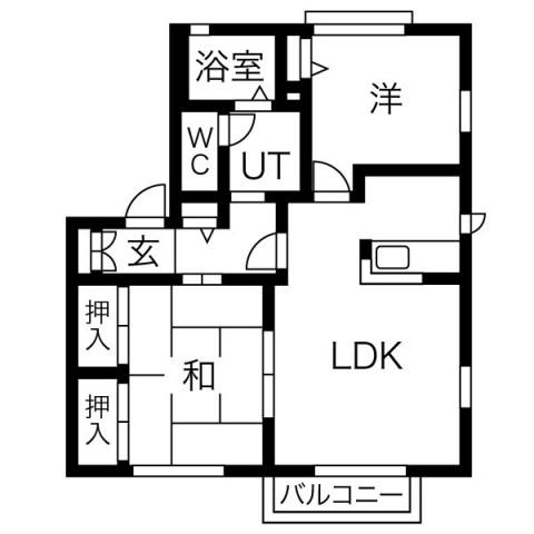 グリーンピュアハイツB(2LDK/1階)の間取り写真
