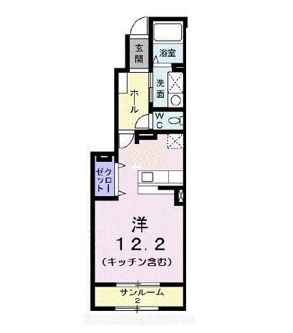 ヴァンクール(ワンルーム/1階)の間取り写真
