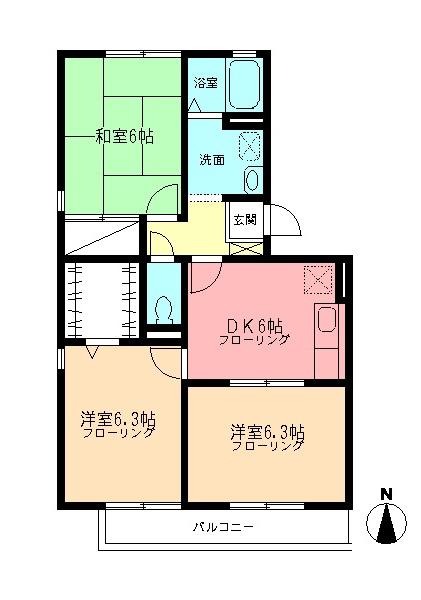 エーデルハイム鎌倉(3DK/2階)の間取り写真