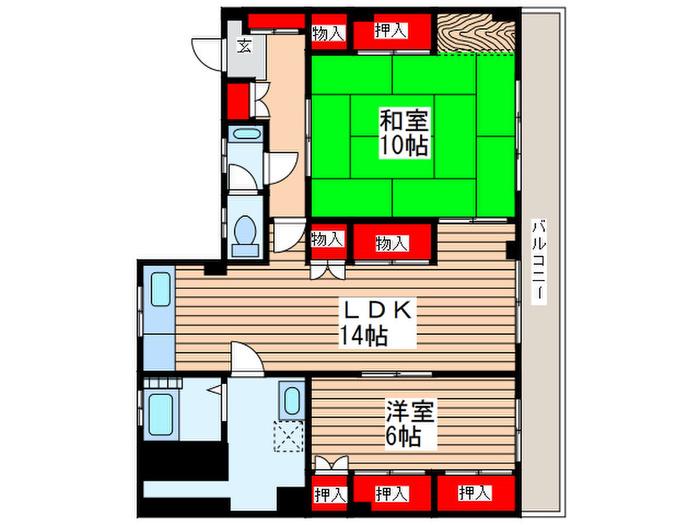 コーポ光恵(2LDK/3階)の間取り写真