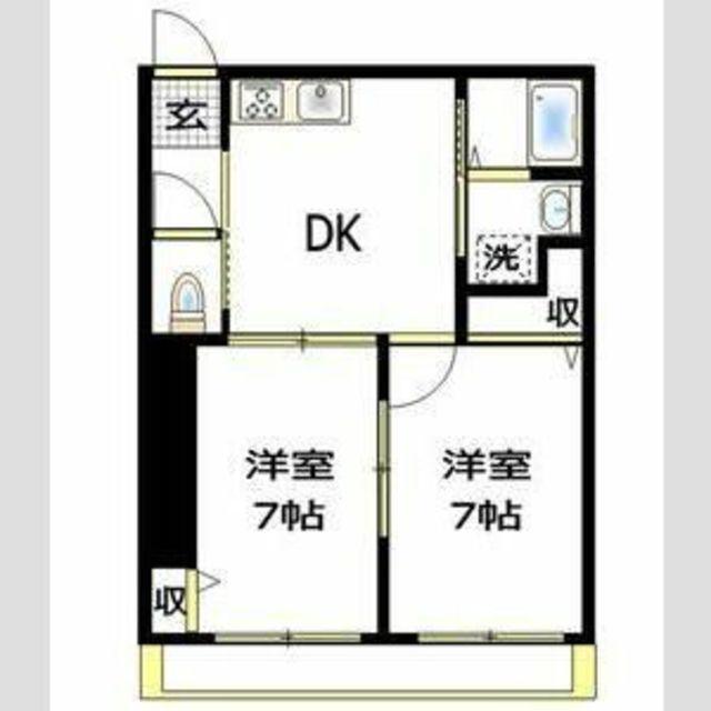 パークハイム相模III(2DK/2階)の間取り写真