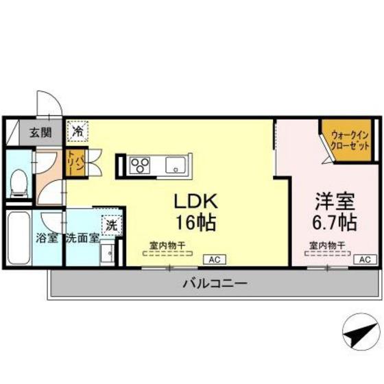 TORISIA大慈寺町 A(1LDK/2階)の間取り写真
