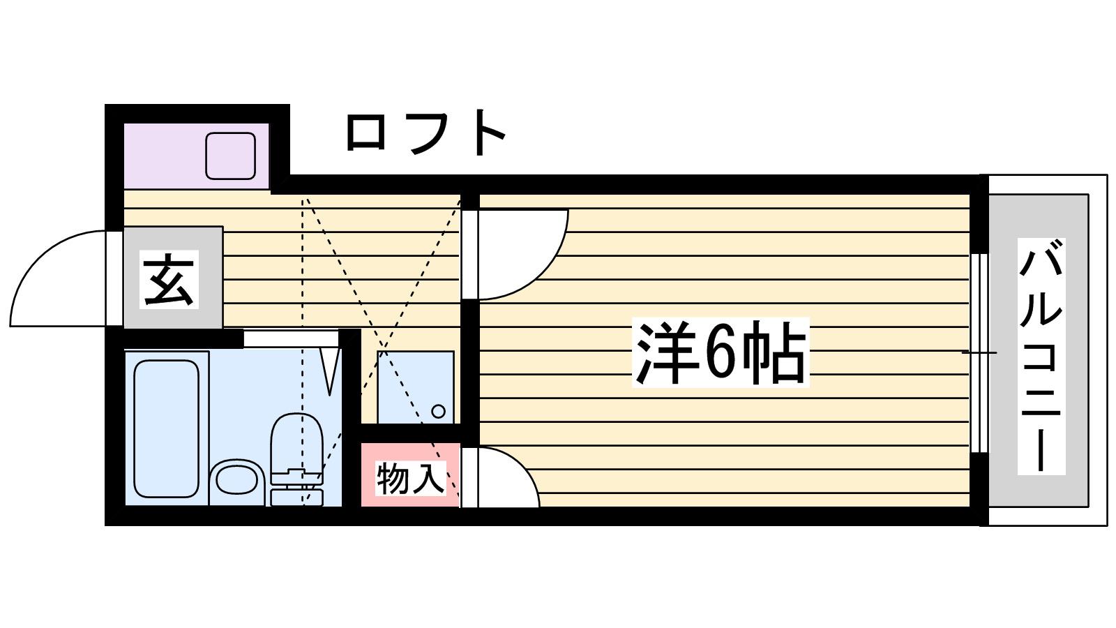 加古川第16(1K/2階)の間取り写真