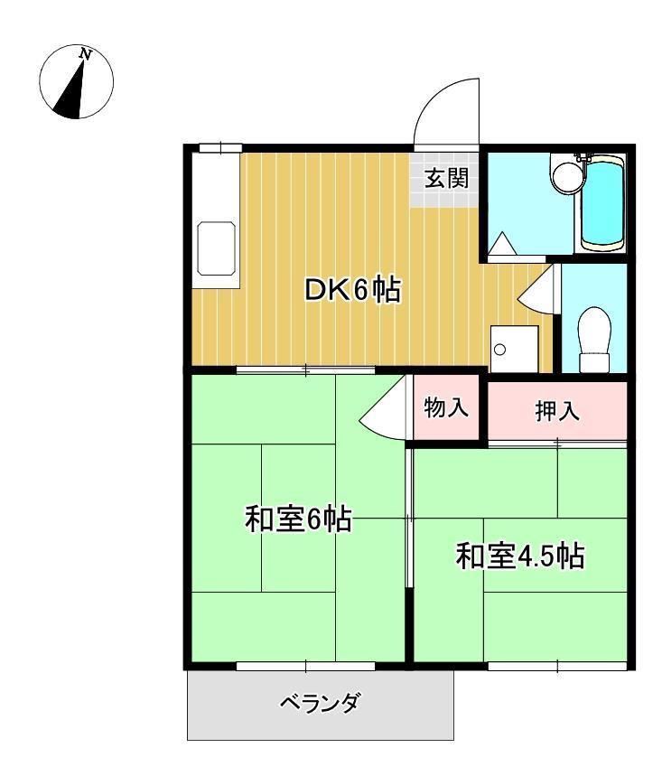 錦ハイツ(2DK/2階)の間取り写真