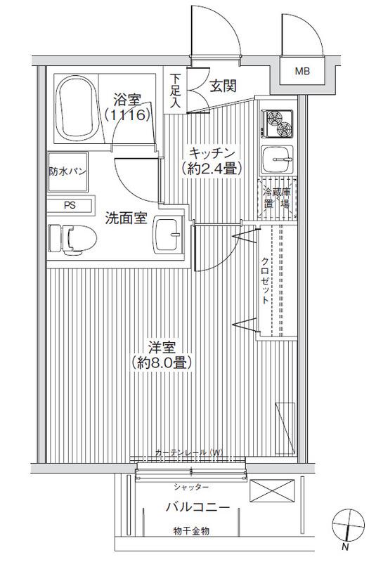 BLESS新中野(1K/3階)の間取り写真