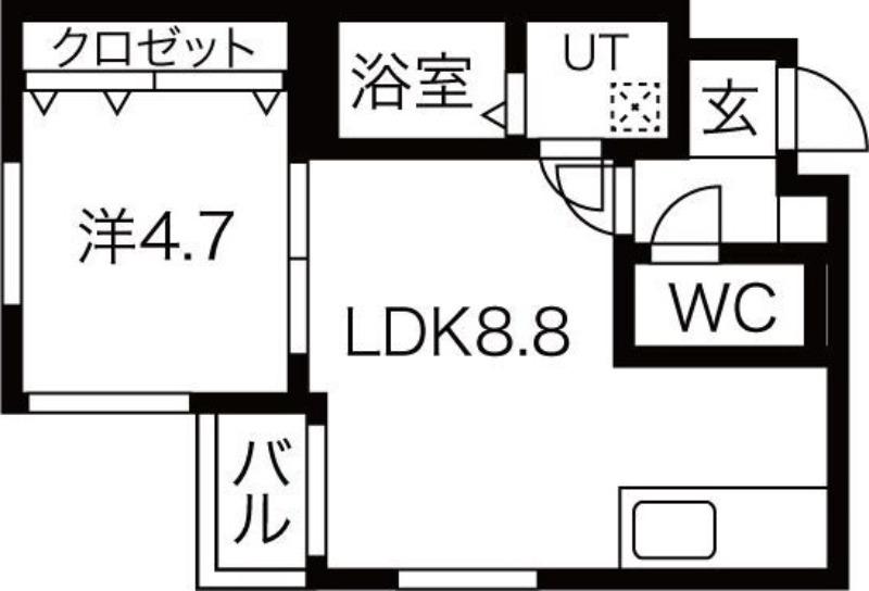 ルファール麻生(1LDK/2階)の間取り写真
