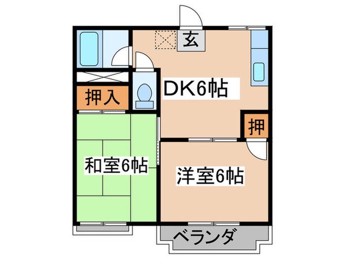 コーポ冨士(2DK/2階)の間取り写真