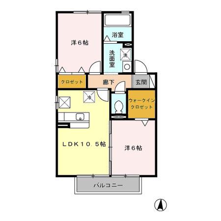 ソレアードA(2LDK/1階)の間取り写真