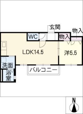ルミエール上高畑(1LDK/1階)の間取り写真