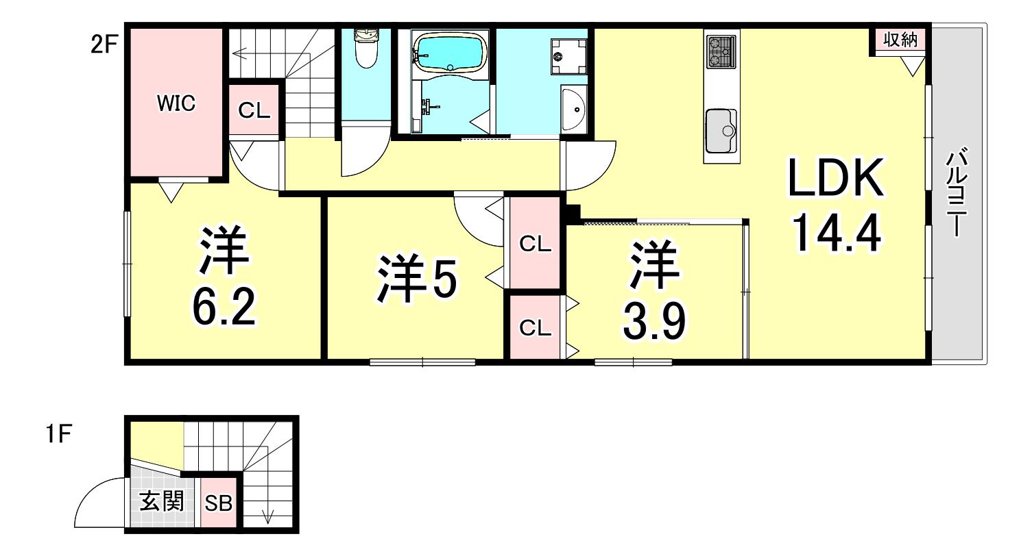 ベルメゾン星陵台(3LDK/2階)の間取り写真