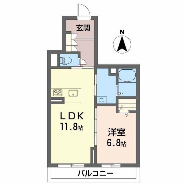 エクセルコート(1LDK/2階)の間取り写真