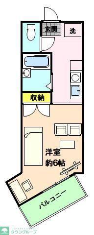 サウスヒル川越(1K/6階)の間取り写真