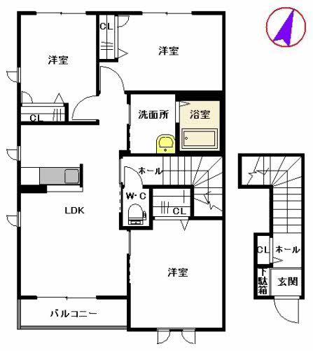 メルベーユコート(3LDK/2階)の間取り写真