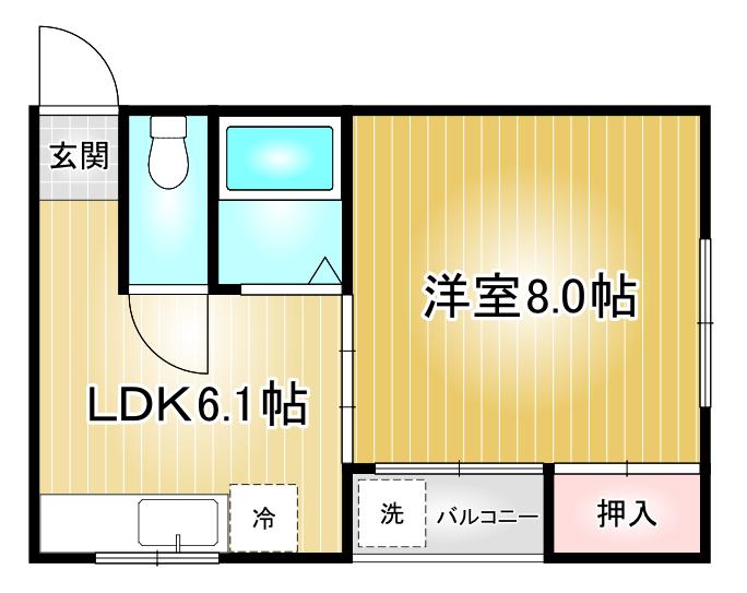 第一水谷ビル(1DK/3階)の間取り写真