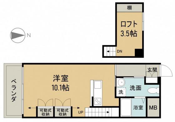 ロフティ五日市(ワンルーム/2階)の間取り写真
