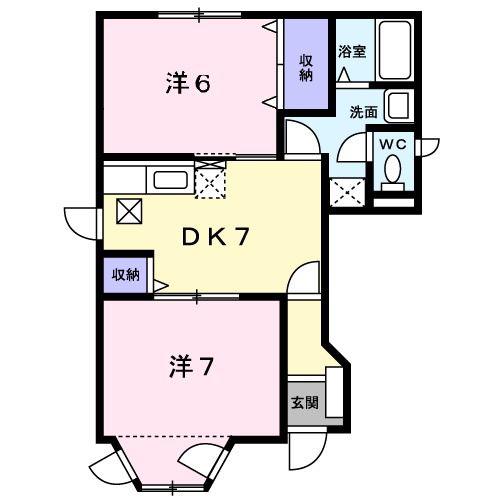 ラ.ファミリア (2DK/1階)の間取り写真