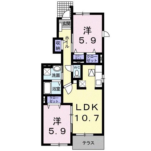 エーデル・ハイム西都台(2LDK/1階)の間取り写真