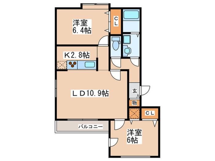 アラモード宮の森(2LDK/4階)の間取り写真